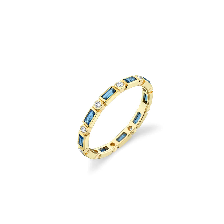 Gold & Sapphire Baguette and Bezel Eternity Ring