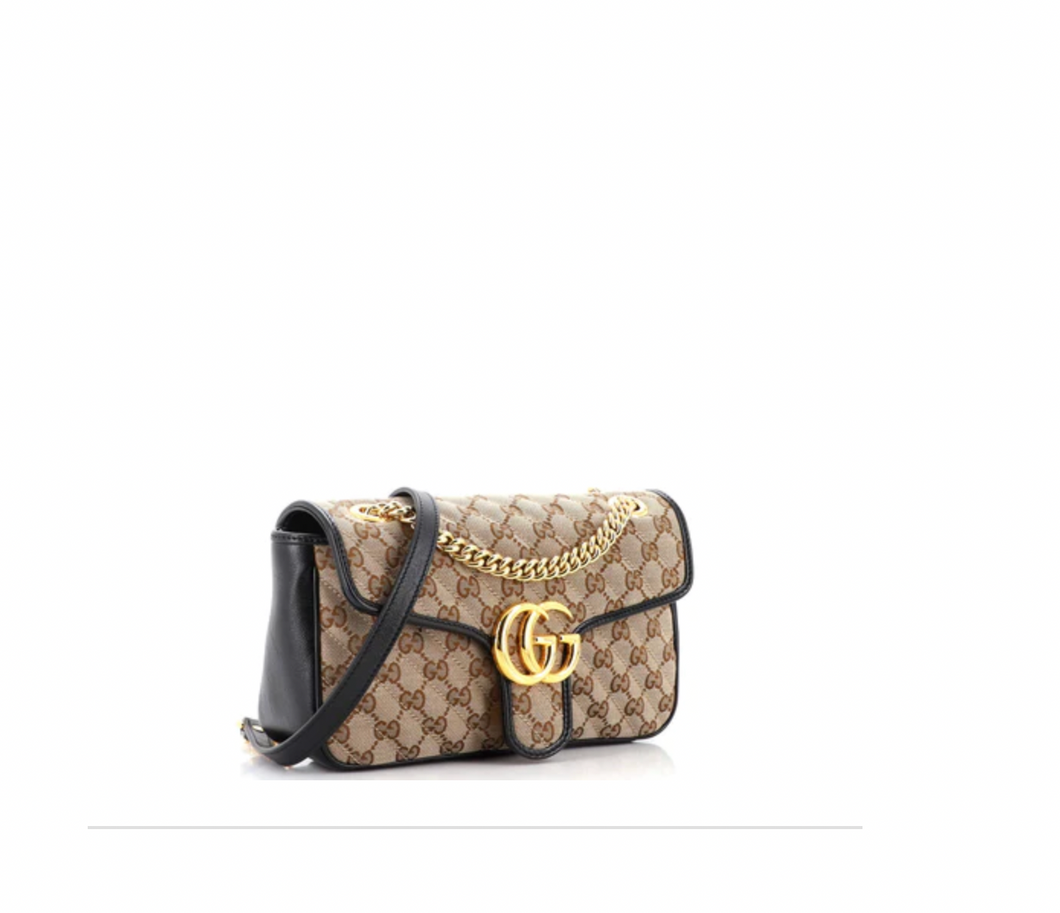 Gucci - GG Marmont Flap Bag Diagonal Quilted Canvas Small ***Pre-Owned***